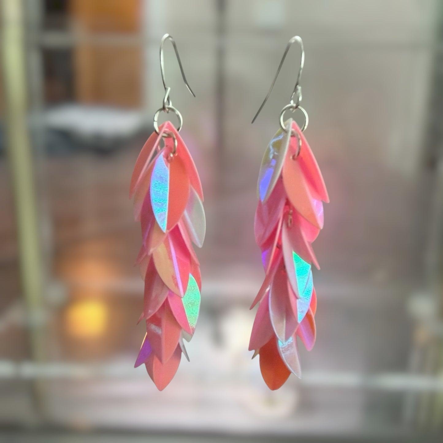 Iridescent Pink Petal Earrings